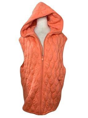 FP Movement by Free People Medium Coral Coral Quilted Hooded Dream Big Vest